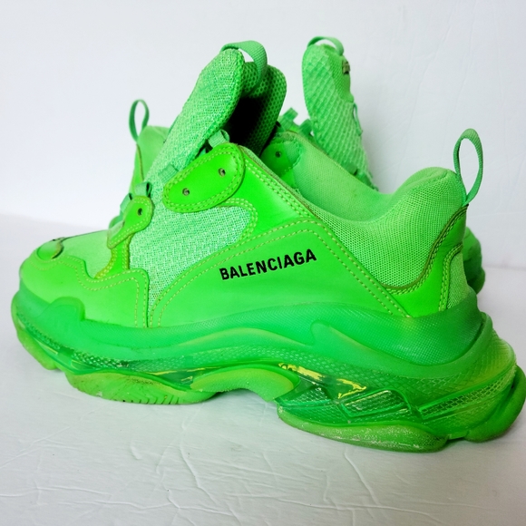 BALENCIAGA Green Triple S Sneakers Size 42 - Picture 3 of 10